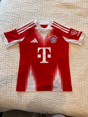 adidas Kids FC Bayern Munich Red and White Soccer Jersey